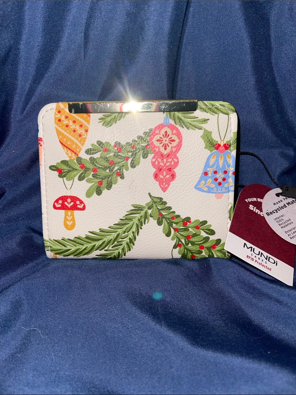 Mundi White Holiday Ornament & Greenery RFID Bi-Fold Wallet